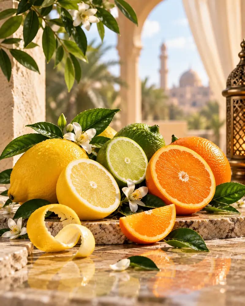 Citrus fragrance notes — lemon, bergamot and orange peel