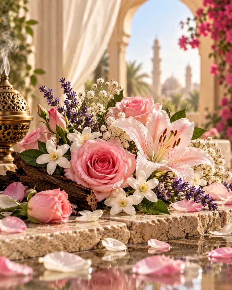 Floral fragrance notes — rose, jasmine and white flowers